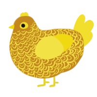 ochre 2, a ochre and yellow chicken with a double-lace pattern