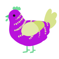 RAVE BABY, a amethyst and lemon chicken with a half-bar pattern