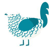 Seasaw, a white and sea chicken with a lace pattern