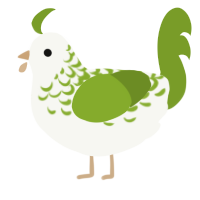 A white and chartreuse chicken with a half-lace pattern