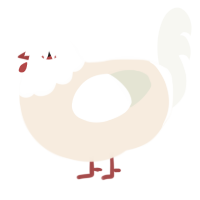 emaciated snowball, a cream and white chicken with a head pattern