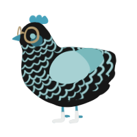 Zilla, a black and aqua chicken with a lace pattern