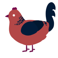 questioned religion, a red and tumblr chicken with a neck-band pattern