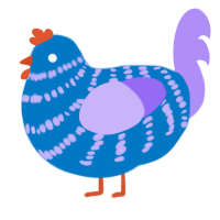 Failed Spock 3, a sapphire and lilac chicken with a bar pattern