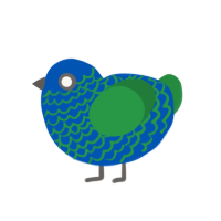 mmmaybe, a ultramarine and viridian chicken with a lace pattern