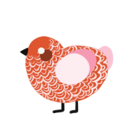 (unnamed), a vermilion and rose chicken with a double-lace pattern