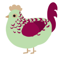 Cryptid, a gluppy and maroon chicken with a half-lace pattern