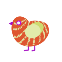 Name Name, a vermilion and lemon chicken with a bar pattern