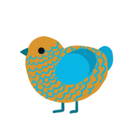 Poolside, a orange and cerulean chicken with a lace pattern