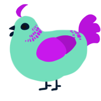 MintUbe, a mint and amethyst chicken with a neck-band pattern