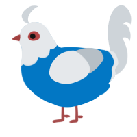 Zaimacaw, a sapphire and mist chicken with a head pattern