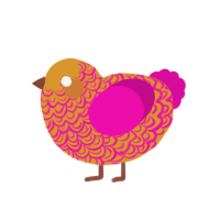 Vaporwave Sunset, a orange and fuchsia chicken with a double-lace pattern