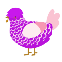 misty, a amethyst and rose chicken with a lace pattern