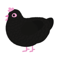 Emo, a sable and black chicken with a lace pattern