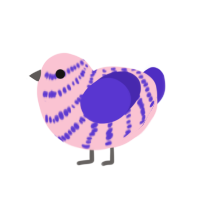 evil baby, a rose and indigo chicken with a bar pattern