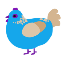 Sea Sandwich Jr, a sky and beige chicken with a neck-speckle pattern