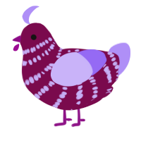 Clematis, a wine and lilac chicken with a bar pattern