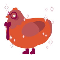 Terracotta, a vermilion and red chicken with a head pattern