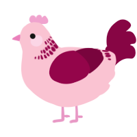 Speckles, a rose and maroon chicken with a neck-band pattern