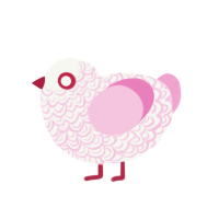 Pale rose, a white and pink chicken with a double-lace pattern