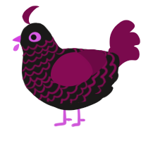 Whiskey, a sable and wine chicken with a lace pattern