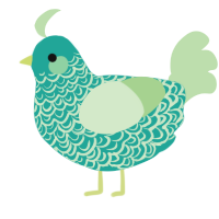 Virtuoso, a turquoise and gluppy chicken with a double-lace pattern