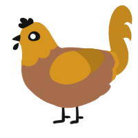 breadbox, a brown and ochre chicken with a head pattern