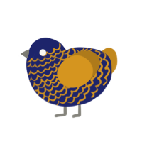 (unnamed), a navy and ochre chicken with a lace pattern