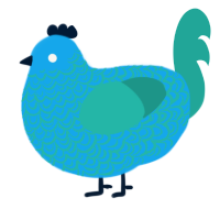 (unnamed), a sky and turquoise chicken with a double-lace pattern