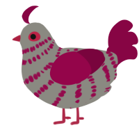 Potential, a ash and maroon chicken with a bar pattern