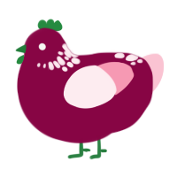 Razzby, a maroon and rose chicken with a neck-speckle pattern