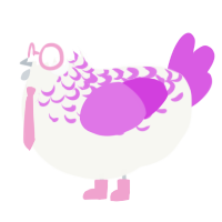 Rizzo, a white and orchid chicken with a half-lace pattern