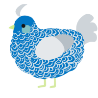 Ocean, a sapphire and mist chicken with a double-lace pattern