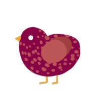 Sprout, a maroon and red chicken with a bar pattern