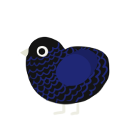 Plasma Trail, a black and navy chicken with a lace pattern