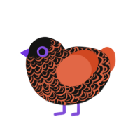 (unnamed), a black and vermilion chicken with a double-lace pattern