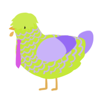 Repugnant, a lime and lilac chicken with a lace pattern