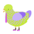 Repugnant, a lime and lilac chicken with a lace pattern