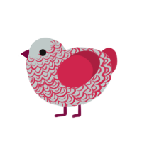 Widows Cloth, a silver and crimson chicken with a double-lace pattern