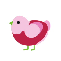 Strawberry, a crimson and pink chicken with a head pattern