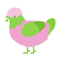 Alatea, a pink and grass chicken with a head pattern