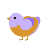 Blurt, a orange and lilac chicken with a head pattern