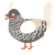 Finch, a grey and cream chicken with a lace pattern