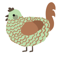 chocominf, a gluppy and brown chicken with a lace pattern