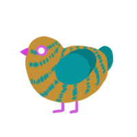 (unnamed), a gold and teal chicken with a bar pattern