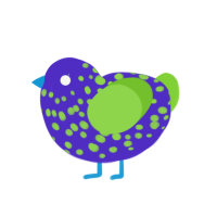 Gnarp, a indigo and grass chicken with a speckle pattern