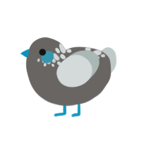 The Witness, a grey and silver chicken with a neck-speckle pattern