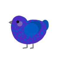 a little ugly, a indigo and ultramarine chicken with a speckle pattern