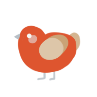 Tangerine, a vermilion and beige chicken