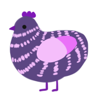 Grapeade, a overcast and lavender chicken with a bar pattern